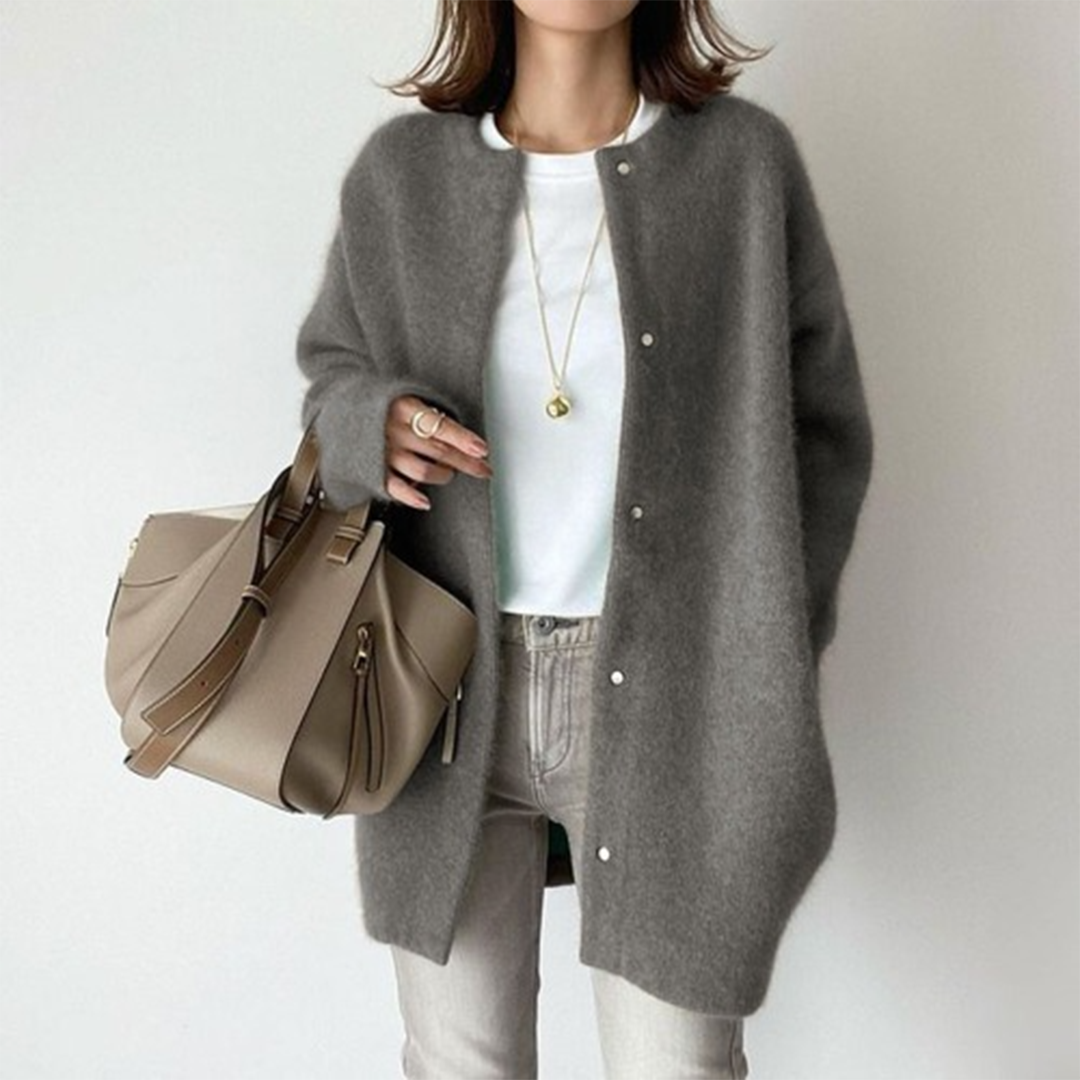 Textured Knit Relaxed Fit Cozy Cardigan Soft Acrylic Blend Button Front Layering Sweater