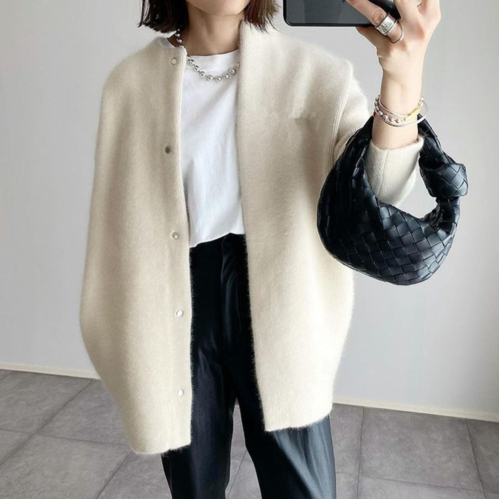 Textured Knit Relaxed Fit Cozy Cardigan Soft Acrylic Blend Button Front Layering Sweater