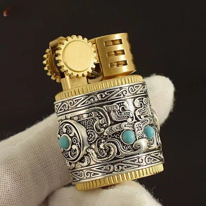 Retro Armor Mini Kerosene Lighter Metal Vintage Design Compact Pocket Flame