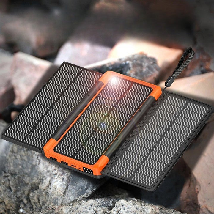 Solar Fast Charging Portable Power Bank 20000mAh Large Capacity Solar Charger with Compass and Lanyard