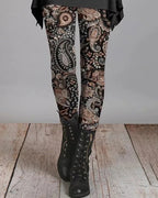 Bohemian Ethnic Print Leggings High-Waisted Slim Fit Soft Stretchy Fabric Ziva Style