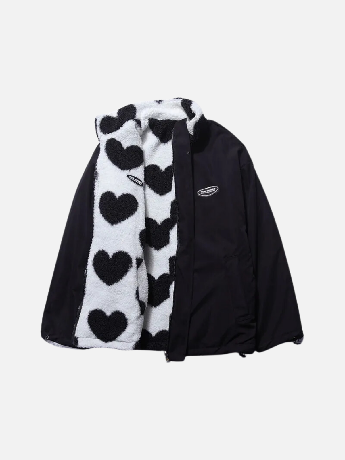 Reversible Heart Print Jacket Double-Sided Casual Lightweight Layering Coat for Women