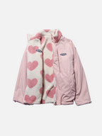 Reversible Heart Print Jacket Double-Sided Casual Lightweight Layering Coat for Women