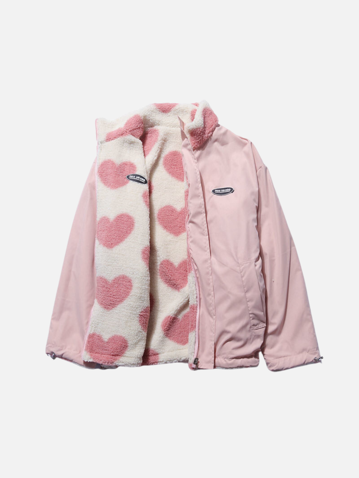 Reversible Heart Print Jacket Double-Sided Casual Lightweight Layering Coat for Women