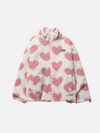 Reversible Heart Print Jacket Double-Sided Casual Lightweight Layering Coat for Women