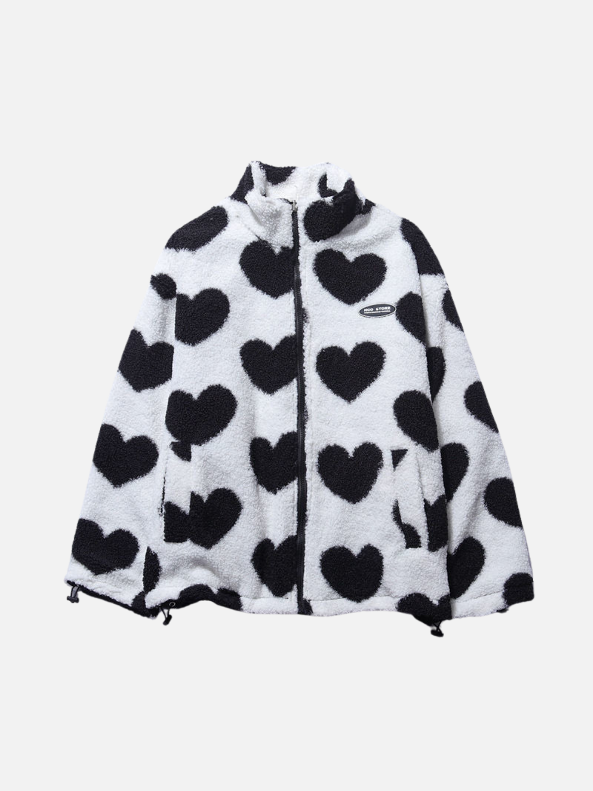 Reversible Heart Print Jacket Double-Sided Casual Lightweight Layering Coat for Women