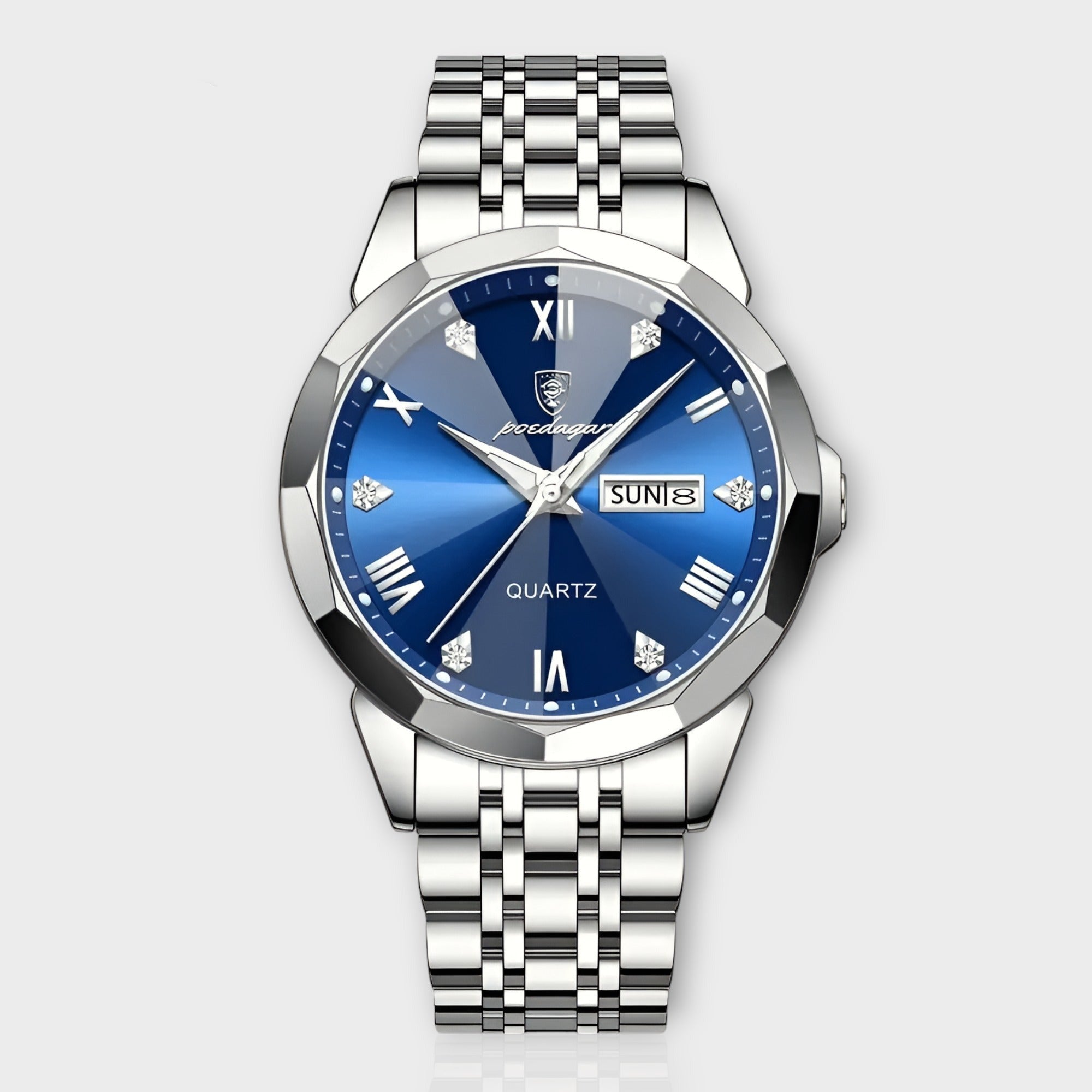 Rhombus Men's Luxury Watch Stainless Steel Diamond-Shaped Case Sapphire Glass Leather Strap