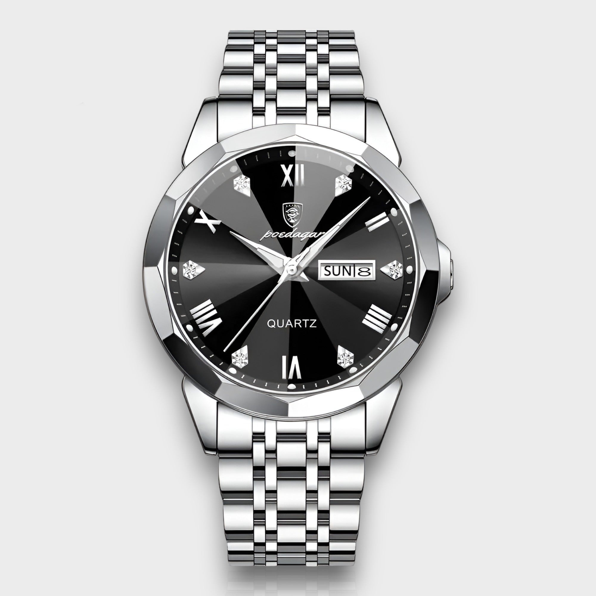 Rhombus Men's Luxury Watch Stainless Steel Diamond-Shaped Case Sapphire Glass Leather Strap