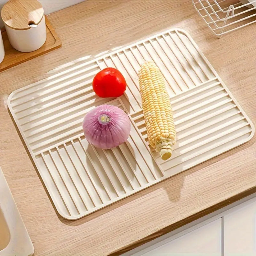 Ridged Foldable Silicone Drying Mat Heat-Resistant Non-Slip Kitchen Counter Protector 12x16 Inches