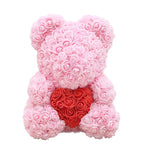 Handmade Rose Teddy Bear Bouquet 40cm Red PE Foam Roses Romantic Gift Keepsake