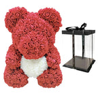 Handmade Rose Teddy Bear Bouquet 40cm Red PE Foam Roses Romantic Gift Keepsake