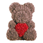 Handmade Rose Teddy Bear Bouquet 40cm Red PE Foam Roses Romantic Gift Keepsake