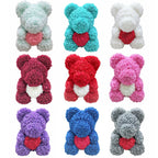 Handmade Rose Teddy Bear Bouquet 40cm Red PE Foam Roses Romantic Gift Keepsake