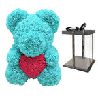 Handmade Rose Teddy Bear Bouquet 40cm Red PE Foam Roses Romantic Gift Keepsake