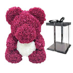 Handmade Rose Teddy Bear Bouquet 40cm Red PE Foam Roses Romantic Gift Keepsake