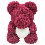 Handmade Rose Teddy Bear Bouquet 40cm Red PE Foam Roses Romantic Gift Keepsake