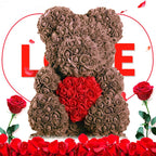 Handmade Rose Teddy Bear Bouquet 40cm Red PE Foam Roses Romantic Gift Keepsake