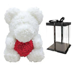 Handmade Rose Teddy Bear Bouquet 40cm Red PE Foam Roses Romantic Gift Keepsake