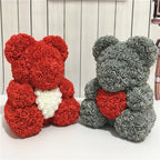 Handmade Rose Teddy Bear Bouquet 40cm Red PE Foam Roses Romantic Gift Keepsake