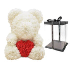 Handmade Rose Teddy Bear Bouquet 40cm Red PE Foam Roses Romantic Gift Keepsake