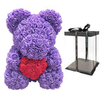 Handmade Rose Teddy Bear Bouquet 40cm Red PE Foam Roses Romantic Gift Keepsake