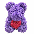 Handmade Rose Teddy Bear Bouquet 40cm Red PE Foam Roses Romantic Gift Keepsake