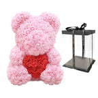 Handmade Rose Teddy Bear Bouquet 40cm Red PE Foam Roses Romantic Gift Keepsake