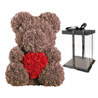 Handmade Rose Teddy Bear Bouquet 40cm Red PE Foam Roses Romantic Gift Keepsake