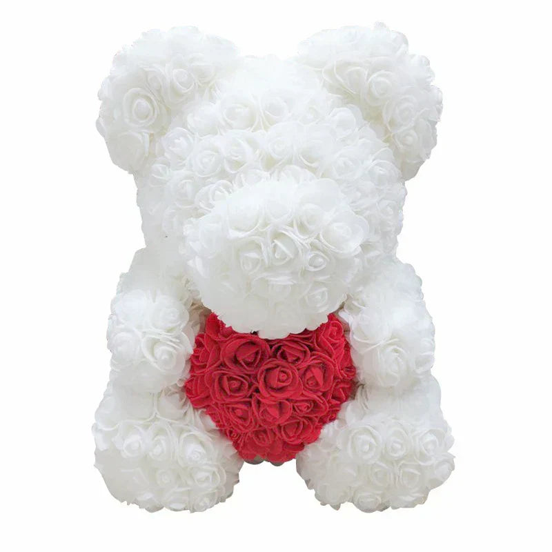 Handmade Rose Teddy Bear Bouquet 40cm Red PE Foam Roses Romantic Gift Keepsake
