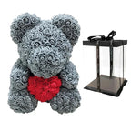 Handmade Rose Teddy Bear Bouquet 40cm Red PE Foam Roses Romantic Gift Keepsake