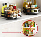Rotating Storage Rack 360° Stainless Steel Adjustable Height Compact Organizer Black
