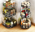 Rotating Storage Rack 360° Stainless Steel Adjustable Height Compact Organizer Black