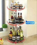Rotating Storage Rack 360° Stainless Steel Adjustable Height Compact Organizer Black