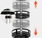 Rotating Storage Rack 360° Stainless Steel Adjustable Height Compact Organizer Black