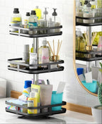 Rotating Storage Rack 360° Stainless Steel Adjustable Height Compact Organizer Black
