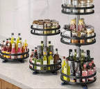Rotating Storage Rack 360° Stainless Steel Adjustable Height Compact Organizer Black