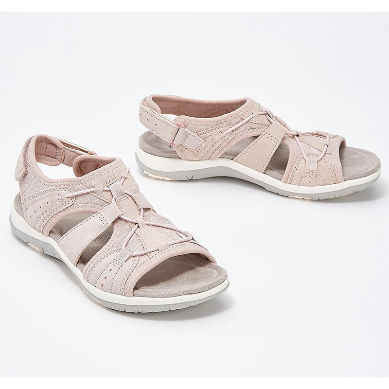 Round Open Toe Sandals with Cushioned Support and Shock Absorption for Plantar Fasciitis Pain Relief