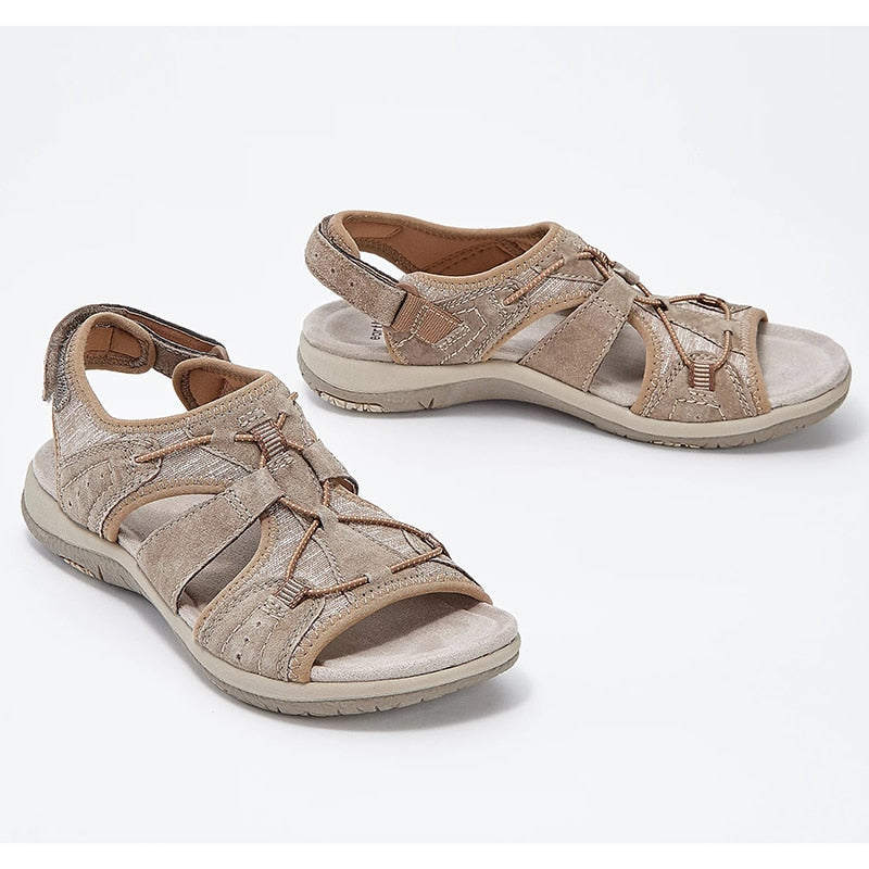 Round Open Toe Sandals with Cushioned Support and Shock Absorption for Plantar Fasciitis Pain Relief