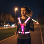 RUNSPARK LED Safety Vest Reflective Polyester with 3 Light Modes USB Rechargeable for Night Visibility