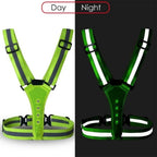RUNSPARK LED Safety Vest Reflective Polyester with 3 Light Modes USB Rechargeable for Night Visibility