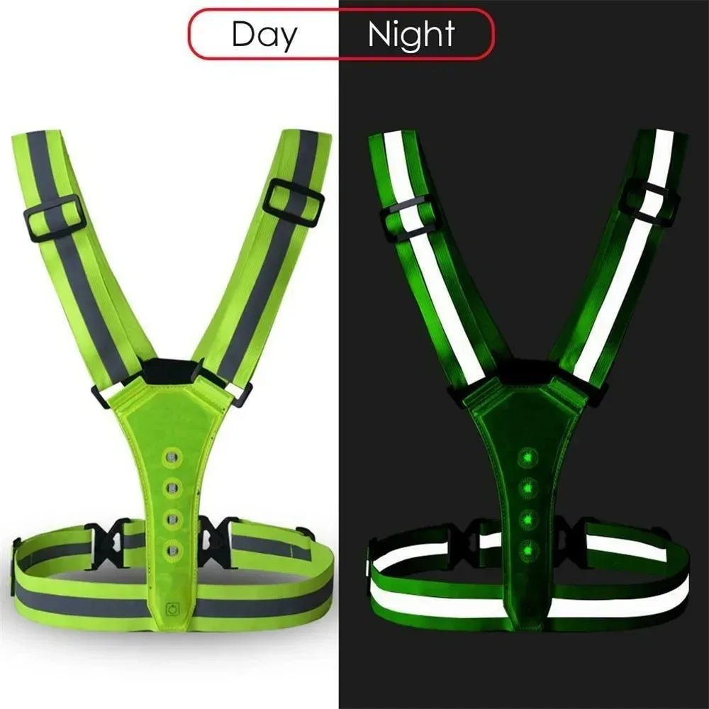 RUNSPARK LED Safety Vest Reflective Polyester with 3 Light Modes USB Rechargeable for Night Visibility