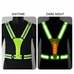 RUNSPARK LED Safety Vest Reflective Polyester with 3 Light Modes USB Rechargeable for Night Visibility