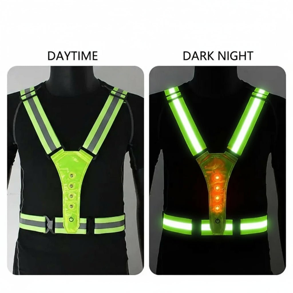 RUNSPARK LED Safety Vest Reflective Polyester with 3 Light Modes USB Rechargeable for Night Visibility