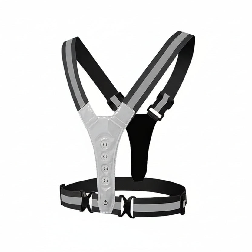 RUNSPARK LED Safety Vest Reflective Polyester with 3 Light Modes USB Rechargeable for Night Visibility