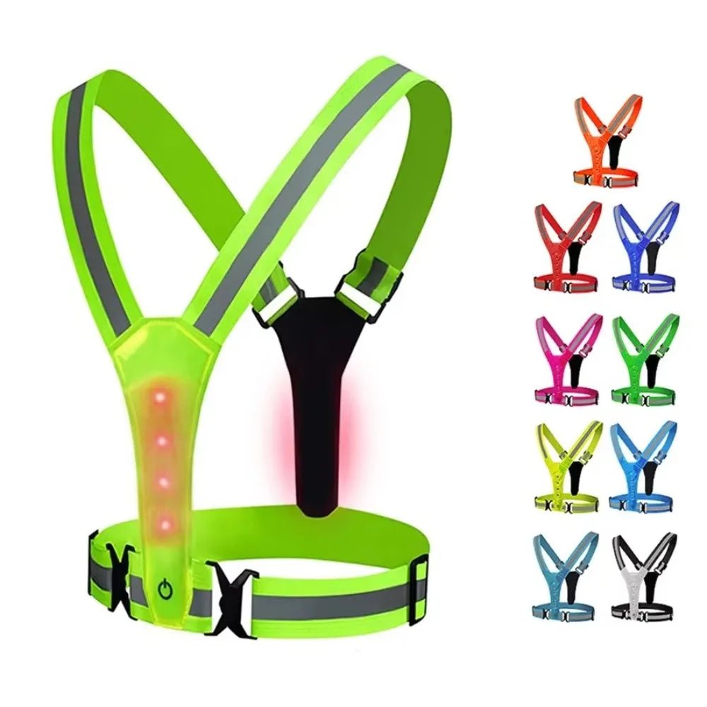 RUNSPARK LED Safety Vest Reflective Polyester with 3 Light Modes USB Rechargeable for Night Visibility