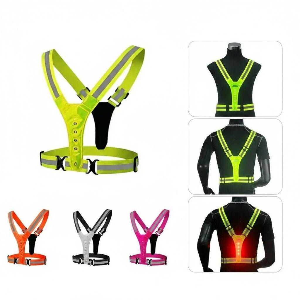 RUNSPARK LED Safety Vest Reflective Polyester with 3 Light Modes USB Rechargeable for Night Visibility