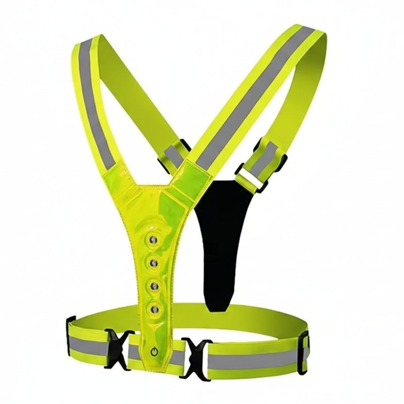 RUNSPARK LED Safety Vest Reflective Polyester with 3 Light Modes USB Rechargeable for Night Visibility