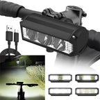 Super Bright LED Bike Headlight Front Light USB Rechargeable 900-2600 Lumens Waterproof Black Aluminum