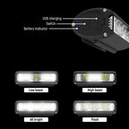 Super Bright LED Bike Headlight Front Light USB Rechargeable 900-2600 Lumens Waterproof Black Aluminum