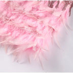 Sparkling Feather Trim Mini Dress with Sequins and Spaghetti Straps for Cocktail Parties